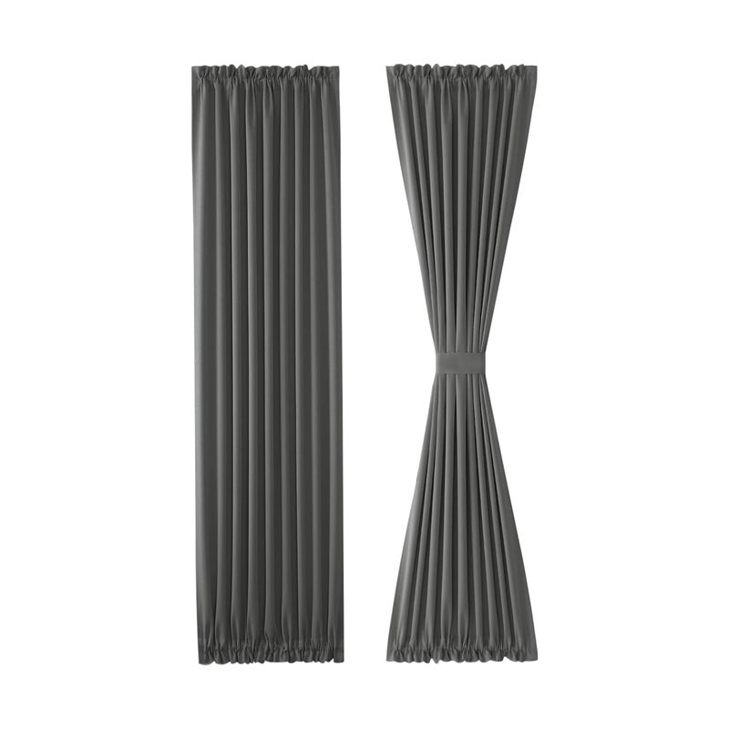 DWCN French Door Curtains â€“ Rod Pocket Thermal Blackout Curtain for Doors with Glass Window, Kitchen and Patio Doors for Privacy, 25 X 72 Inches Long, 1 Curtain Panel with Tieback, Dark Grey - Image 5